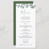 Elegant Eucalyptus Greenery Wedding Menu Card メニュー (正面/裏面)