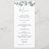Elegant Eucalyptus Greenery Wedding Menu Card メニュー (正面)