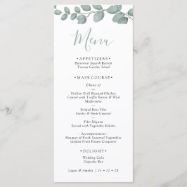 Elegant Eucalyptus Greenery Wedding Menu Card メニュー