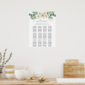 Elegant Eucalyptus Greenery Wedding Seating Chart ポスター (キッチン)