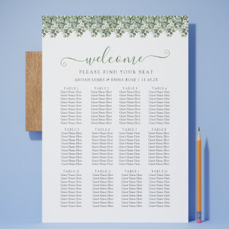 Elegant Eucalyptus Greenery Wedding Seating Chart ポスター