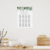 Elegant Eucalyptus Greenery Wedding Seating Chart ポスター (キッチン)