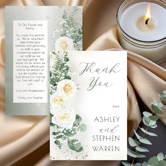 Elegant Eucalyptus Greenery Wedding Thank You Card サンキューカード