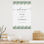 Elegant Eucalyptus Greenery Wedding Welcome Sign ポスター (キッチン)