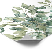 Elegant  Eucalyptus Greenery Wedding Welcome sign ポスター (角)