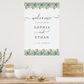 Elegant  Eucalyptus Greenery Wedding Welcome sign ポスター (キッチン)