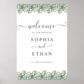 Elegant  Eucalyptus Greenery Wedding Welcome sign ポスター (正面)