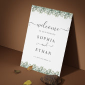 Elegant  Eucalyptus Greenery Wedding Welcome sign ポスター