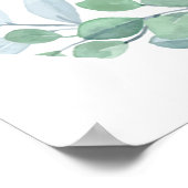 Elegant  Eucalyptus Greenery Wedding Welcome Sign ポスター (角)