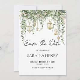 Elegant Eucalyptus Lantern Save the Date   招待状