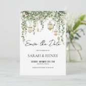 Elegant Eucalyptus Lantern Save the Date   招待状 (スタンド正面)