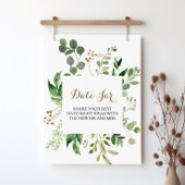 Elegant Eucalyptus Leaf Greenery Date Jar Sign ポスター