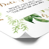 Elegant Eucalyptus Leaf Greenery Date Jar Sign ポスター (角)