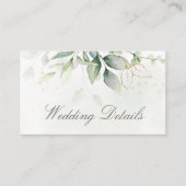Elegant Eucalyptus Leaves Greenery Gold Wedding エンクロージャーカード (正面)