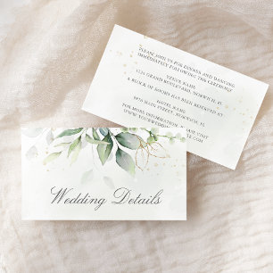 Elegant Eucalyptus Leaves Greenery Gold Wedding エンクロージャーカード