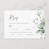 Elegant Eucalyptus Leaves Greenery Gold Wedding 出欠カード (正面)