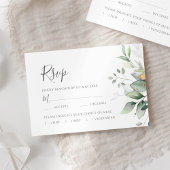 Elegant Eucalyptus Leaves Greenery Gold Wedding 出欠カード