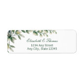 Elegant eucalyptus leaves return address label  ラベル (正面)