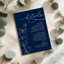Elegant Eucalyptus Navy Blue Wedding Details エンクロージャーカード