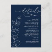 Elegant Eucalyptus Navy Blue Wedding Details エンクロージャーカード (正面)
