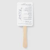 Elegant Eucalyptus Navy Blue Wedding Program ハンドファン (裏面)