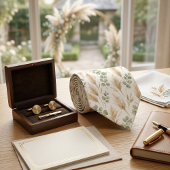 Elegant Eucalyptus & Pampas Grass Neutral Boho ネクタイ