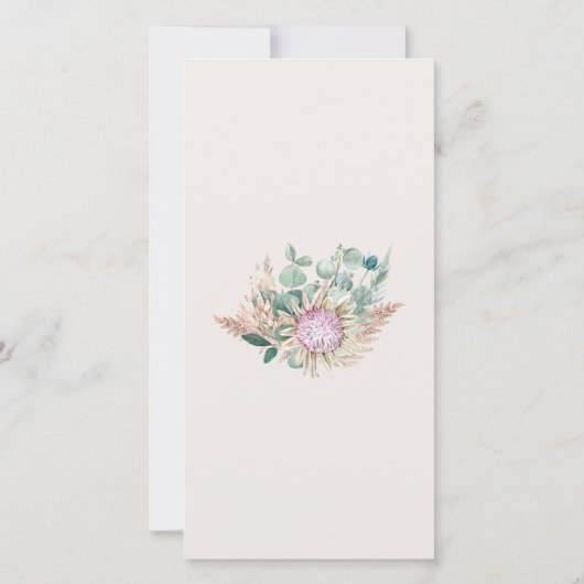 Elegant Eucalyptus Pampas Grass Protea Wedding サンキューカード (裏面)
