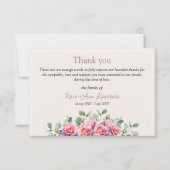 Elegant Eucalyptus Pink Roses Sympathy Funeral サンキューカード (正面)