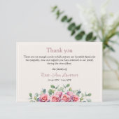 Elegant Eucalyptus Pink Roses Sympathy Funeral サンキューカード (スタンド正面)