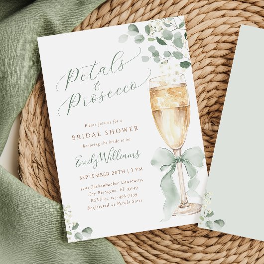 Elegant Eucalyptus Prosecco Bridal Shower 招待状