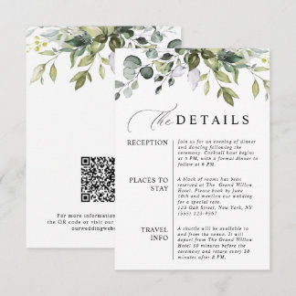 Elegant Eucalyptus QR Code Botanical Wedding  エンクロージャーカード