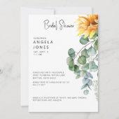 Elegant Eucalyptus Sunflower Bridal Shower II 招待状 (正面)