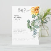 Elegant Eucalyptus Sunflower Bridal Shower II 招待状 (スタンド正面)