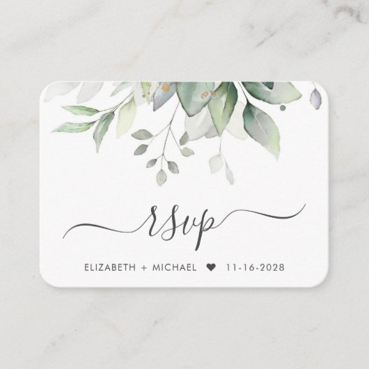 Elegant Eucalyptus Watercolor RSVP Card for Weddin エンクロージャーカード (正面)