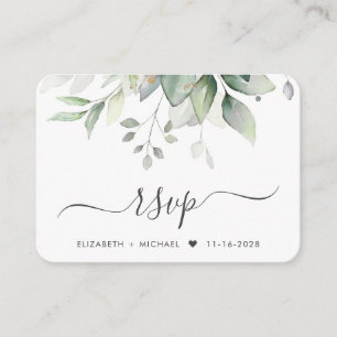 Elegant Eucalyptus Watercolor RSVP Card for Weddin エンクロージャーカード
