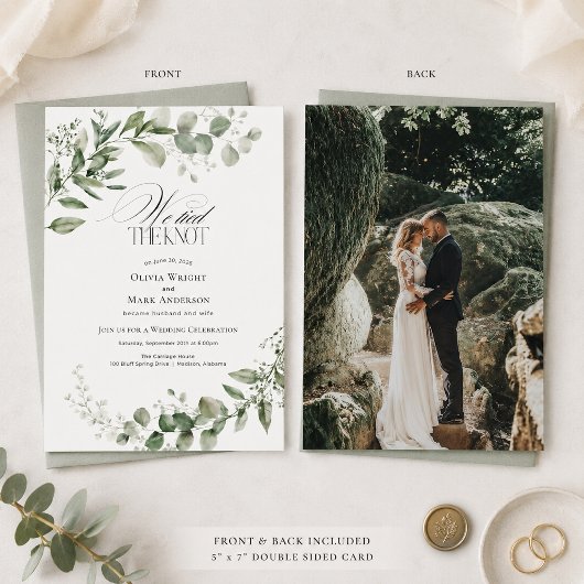 Elegant Eucalyptus We Tied The Knot ウェディング 招待状