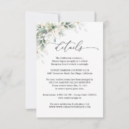 Elegant Eucalyptus Wedding Details Card 出欠カード