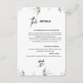 Elegant Eucalyptus Wedding  Enclosure Card エンクロージャーカード