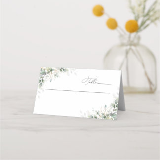Elegant Eucalyptus Wedding Folded Place Cards プレイスカード