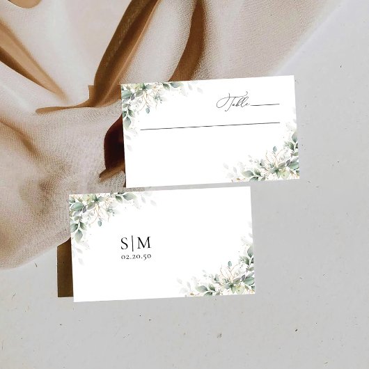 Elegant Eucalyptus Wedding Folded Place Cards プレイスカード