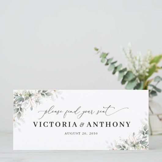 Elegant Eucalyptus Wedding Head Table Sign (スタンド正面)
