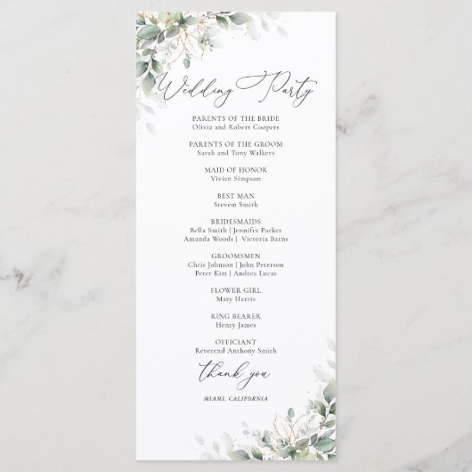  Elegant Eucalyptus Wedding Program プログラム (裏面)