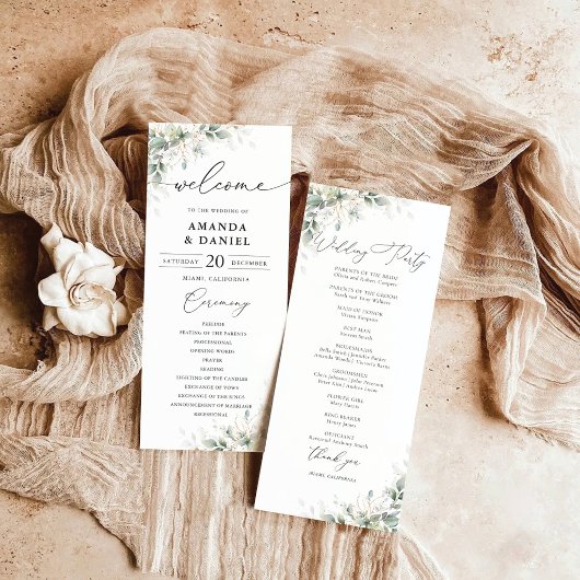  Elegant Eucalyptus Wedding Program プログラム
