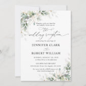 Elegant Eucalyptus Wedding Reception Invitation 招待状 (正面)
