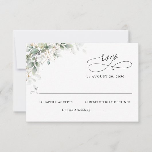 Elegant Eucalyptus Wedding RSVP Card (正面)