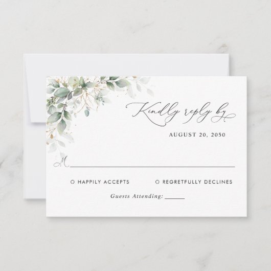  Elegant Eucalyptus Wedding RSVP Card (正面)