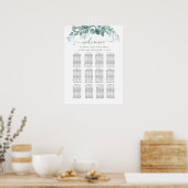 Elegant Eucalyptus Wedding Seating Chart ポスター (キッチン)