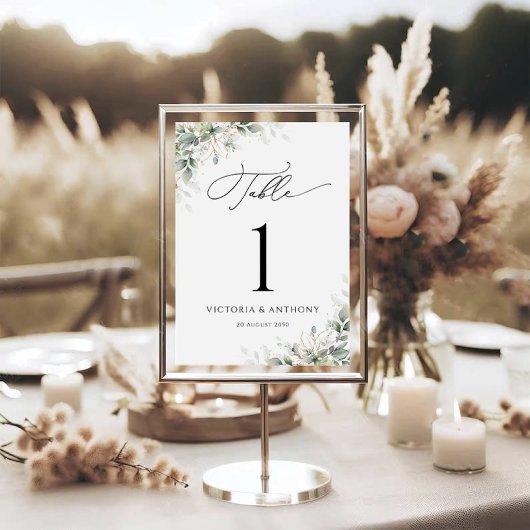 Elegant Eucalyptus Wedding Table Numbers テーブルナンバー