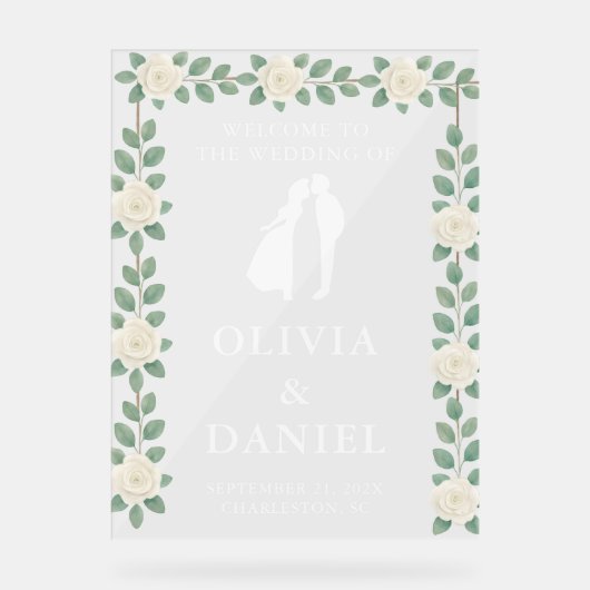 Elegant Eucalyptus Wedding Welcome アクリルサイン (正面)