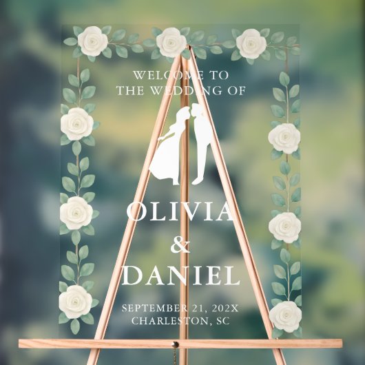 Elegant Eucalyptus Wedding Welcome アクリルサイン (ニュートラル)